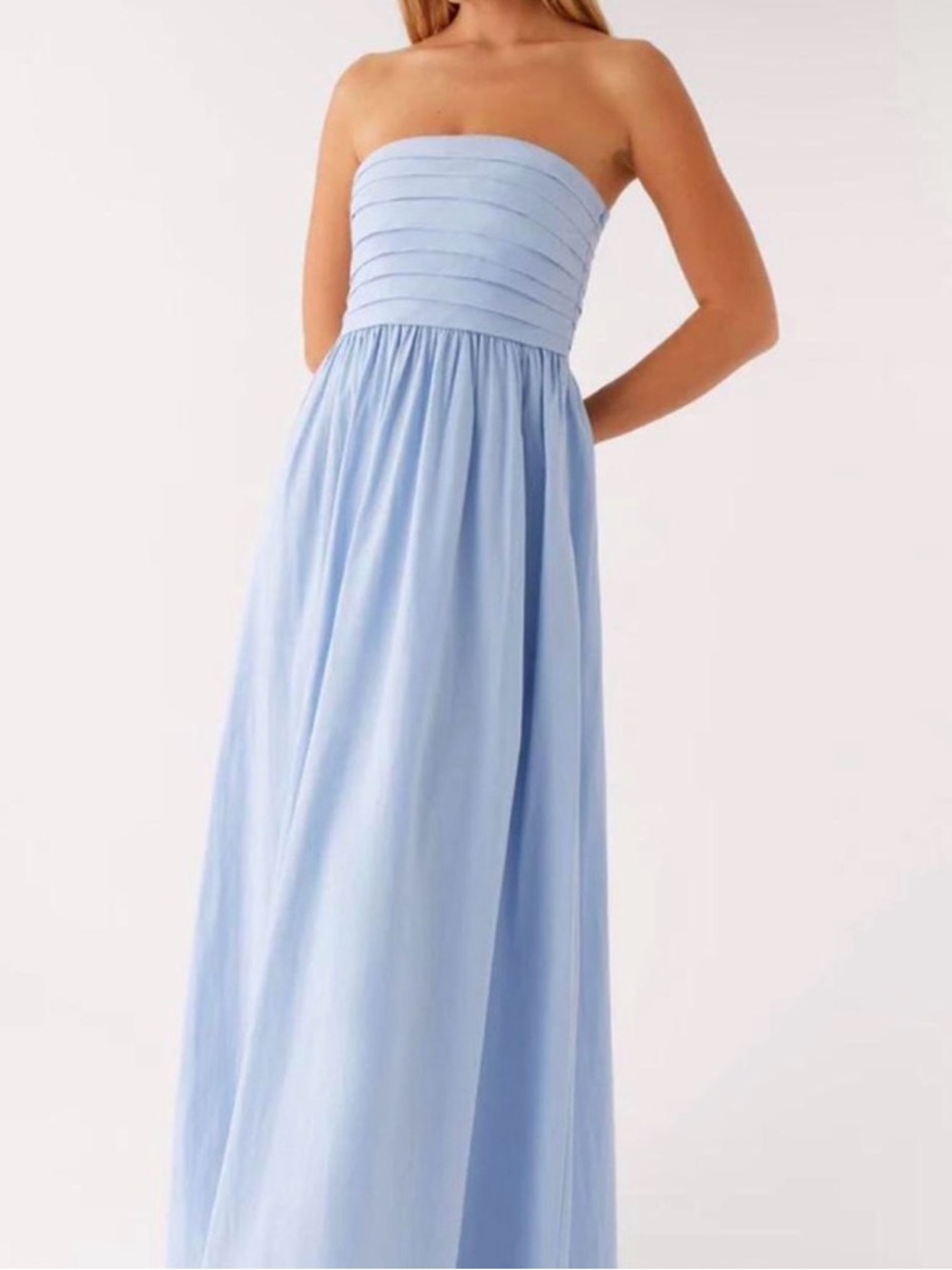 Strapless Light Blue Maxi Dress